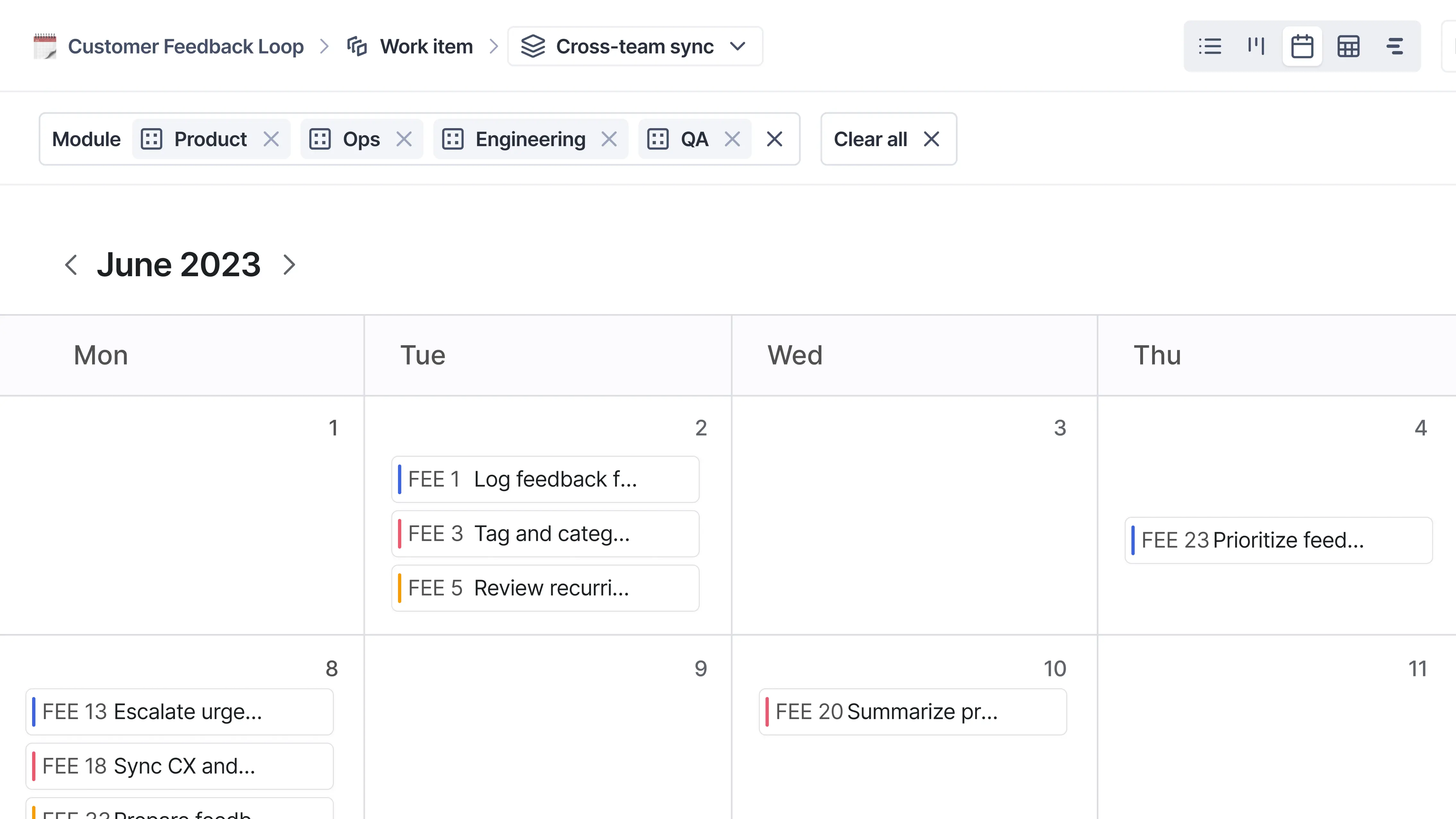 Customer feedback tracking